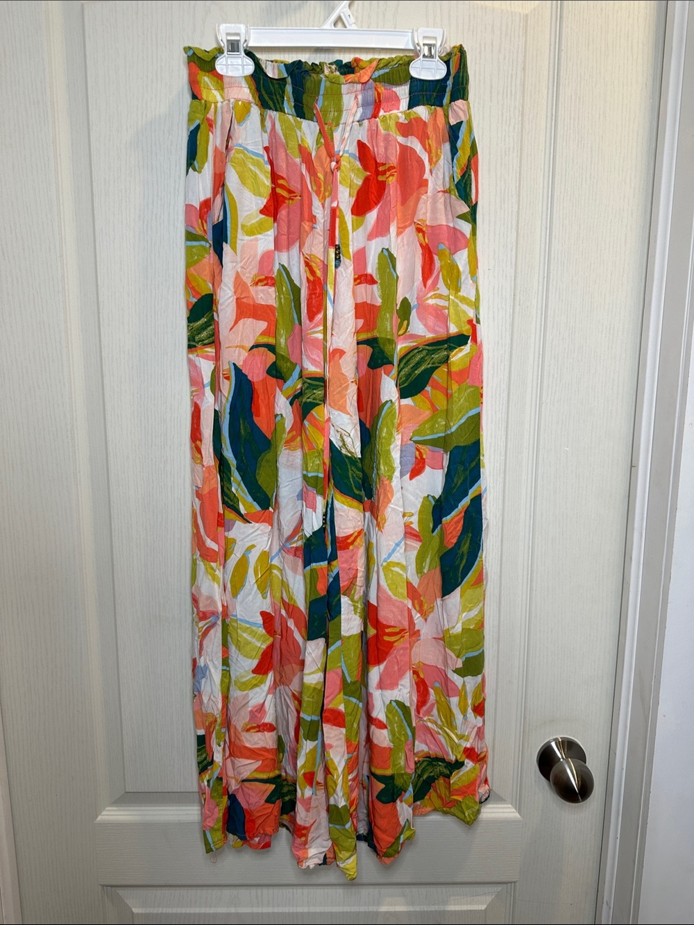CLEARANCE tropical print palazzo pant XS wide leg lightweight summer pant